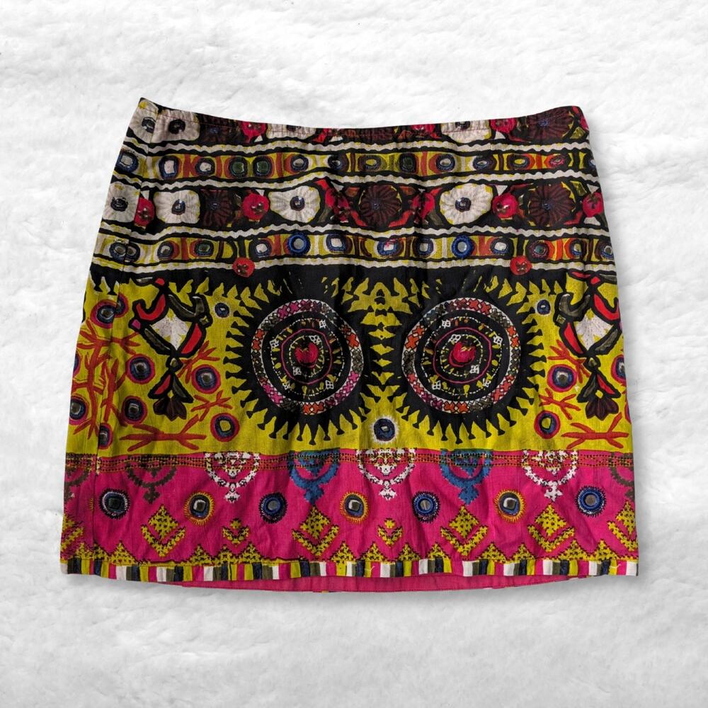 vibrant chelsea & violet mirrored boho mini skirt